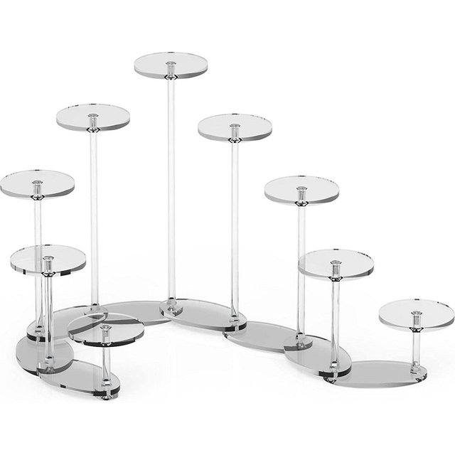 9 Tier Transformable Acrylic Display Stand Mini Figures Collectibles Organizer Holder Cupcakes Makeup Jewelry Display Riser
