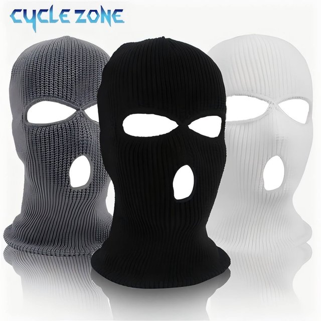 1PCS Winter Knit Cap Warm Soft 3 Holes Full Face Mask Ski Hat Hood Motorcycle Helmet Hat Windproof Knitted Scarf Women Men Caps