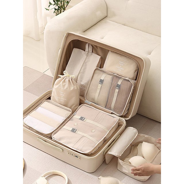 Transform your Suitcase with 7-Piece Organizer; Large Capacity for Clothes, Shoes, Makeup