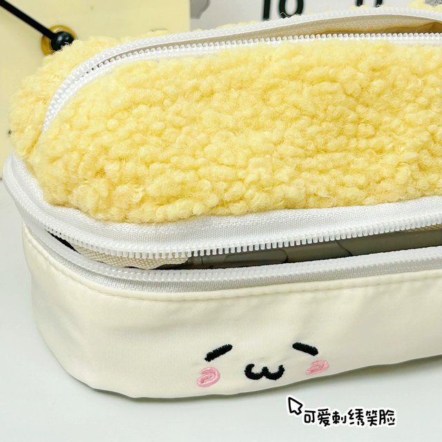 Double-layer Fried Shrimp Pen Bag Cute Kawaii Cartoon Makeup Bag Trendy Large Capacity Pencil Case School Office Supplies