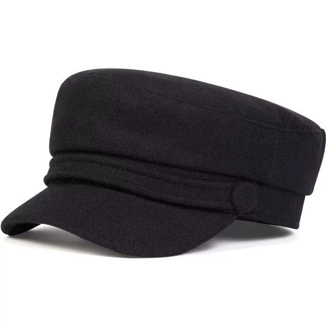 Unisex Solid Color Imitation Wool Military Hats Flat Top Baseball Caps for women Outdoor Sports Military Hats Cadet Sunscreen Ha