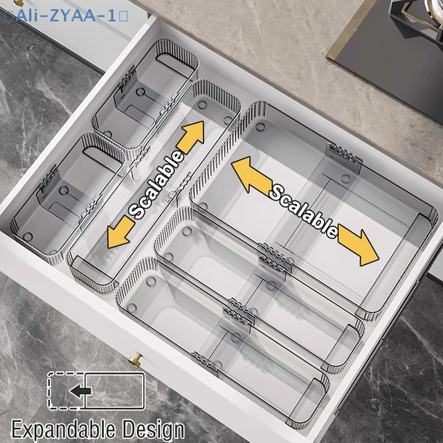 【ZYAA-1】Expandable Drawer Organizer And Storage Bins Plastic Divider Box For Kitchen Flatware Makeup Tray Bathroom Office Holder