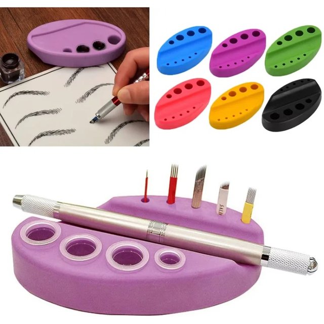 Oval Silicone Porta Cosmeticos Holder Stand For Microblading Pigment Ink Cup Machine Permanent Makeup Tattoo Accessories Supplie