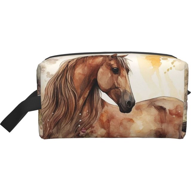 Brown Horse Herd Running Galloping Animal Lovers Makeup Bag Cosmetic Storage Dopp Kit Toiletry Cosmetic Bag for women Beauty