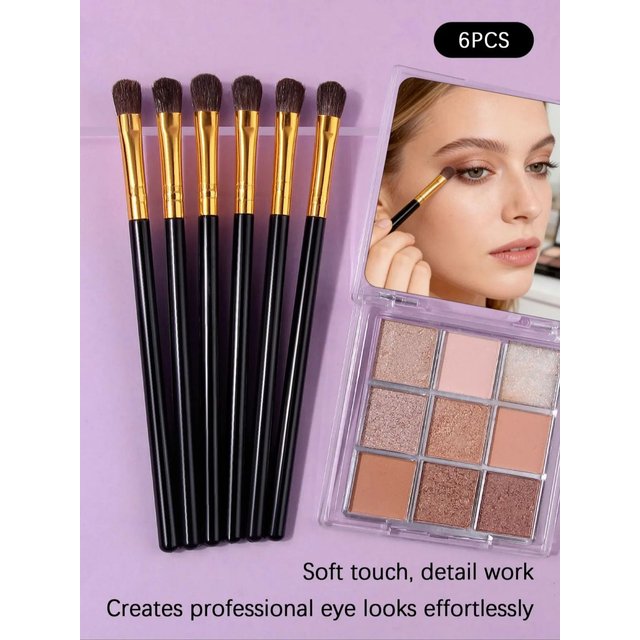 6pcs Little Horsehair Eyeshadow Brush Set: Soft Animal Hair High-Gloss Nose Shadow Brush, Eyeshadow Blending Makeup Brush