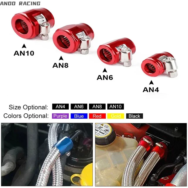 CNSPEED Aluminum Hose Clamp AN4 AN6 AN8 AN10 AN12 End Fuel Pipe Clip Oil Water Tube Hose Fittings Finisher Clamps Hex Finishers