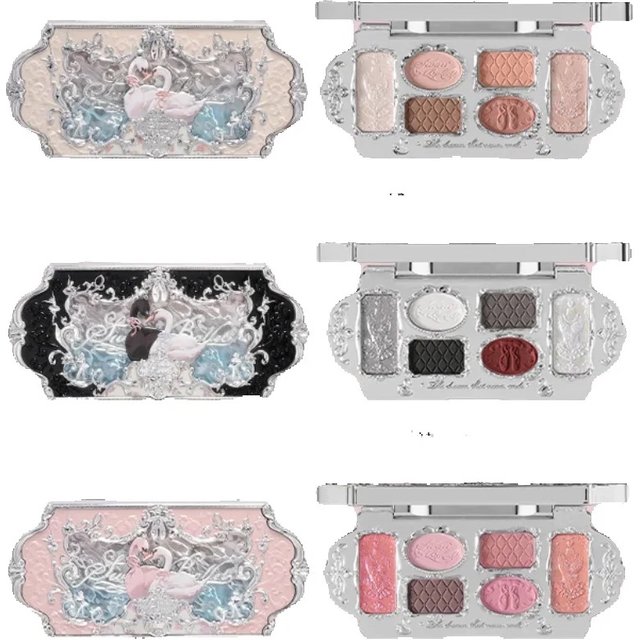 Flower Knows Swan Ballet Series 6 Color Eyeshadow Palette Long-lasting Effect Silky Powder Matte Chameleon Eye Makeup Cosmetics