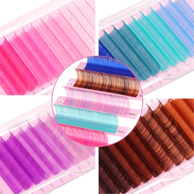 Lashprofessor Colored Lashes Mix Individual Pink Red Green Blue Purple Colorful Eyelash Extensions For Halloween Makeup Cilios