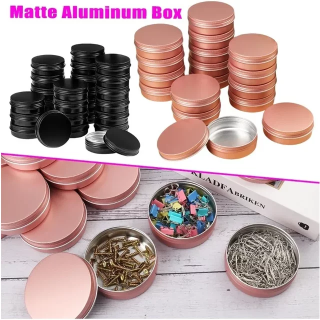 50PCS 5/ 10 / 15 / 30 / 50/ 60/ 80 / 100/ 150g Double Frosted Aluminum Jar Cosmetic Metal Thread Split Aluminum Refill Container