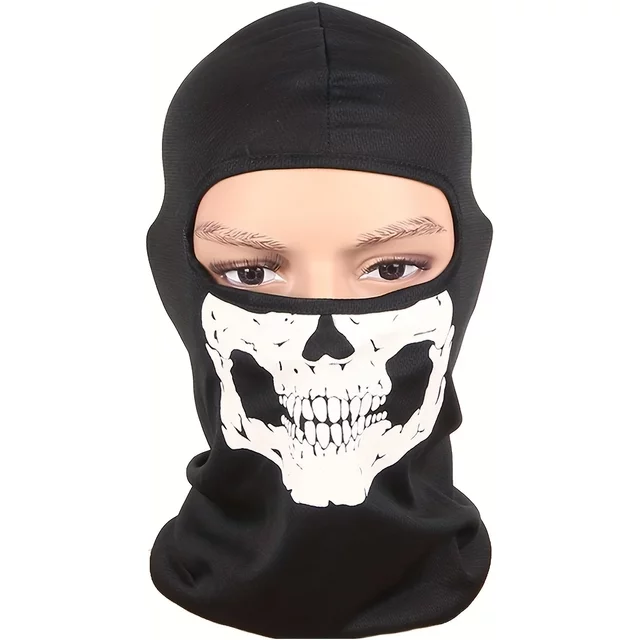 Motorcycle Balaclava Full Face Mask Skull Print Motorbike Full Face Mask Windproof Skiing Head Neck Warmer Bicycle Helmet Liner