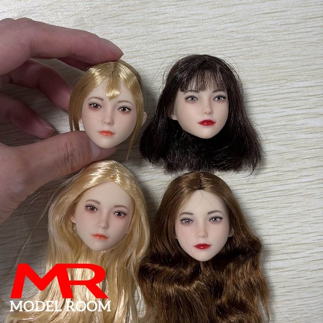 1/6 Scale Anime Girl Makeup Head Sculpt Carving Model Fit 12 inch Female Soldier Pale Action Figure Body