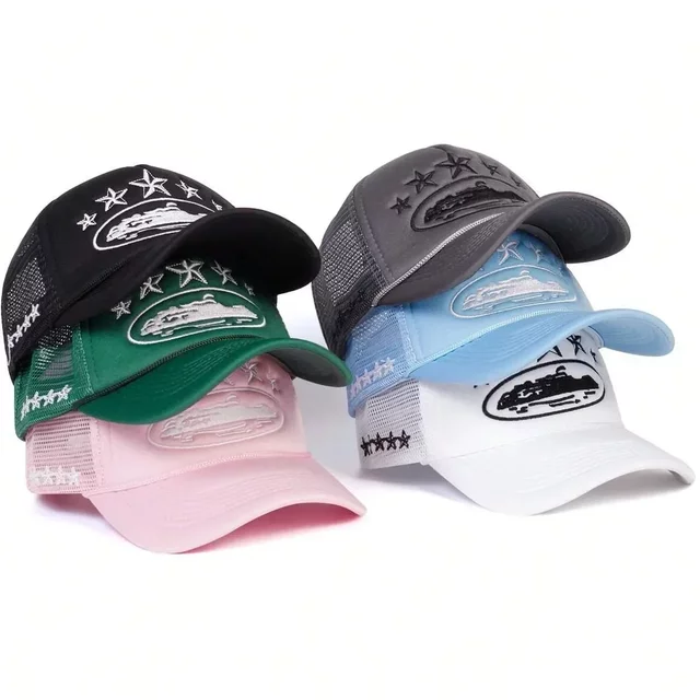 Unisex Men Women Cap Pentagram Embroidery Baseball Net Caps Spring Summer Outdoor Adjustable Casual Hats Sunscreen Hat