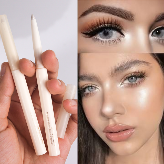 1PC Long-Lasting Waterproof & Highlighting Eyeshadow Stick - Matte & Shimmer Finish, Smooth Glittery White Eyeliner Pencil