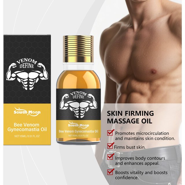 Men's Bee Venom Gynecomastia Oil Chest Firming Sculpting Cooling & Non-Greasy Chest Shaping Massage Oil for men Skin Care