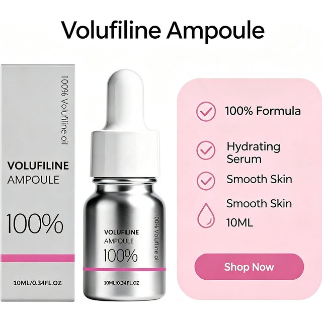 Sérum Ampoule Repulpant 100% Volufiline Hydratant, Booste le Volume de la Peau, Améliore l'Éclat, Lisse la Texture, Absorption Rapide, Soin Visage 10ml