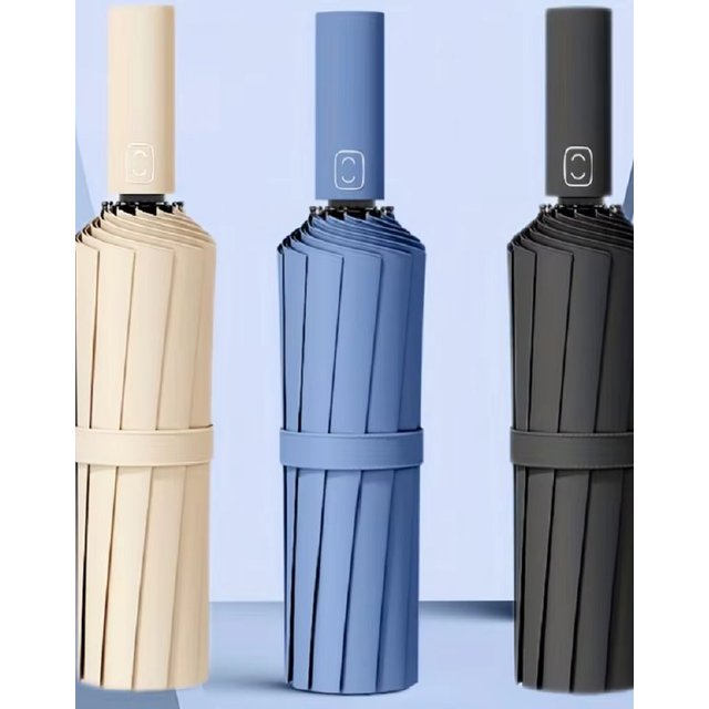 12 Bones Windproof Automatic Umbrella Large Folding Durable Umbrella Female Sun Rain Dual Use Umbrella Sunscreen Umbrella