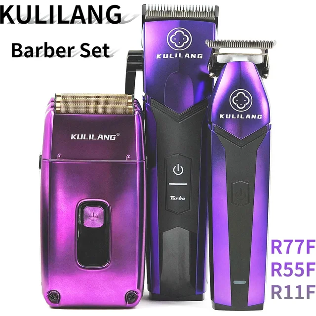 Professional Electric Hair Clipper for Man Hair Trimmer KULILANG R77F R55F R11F Barber Set Ultra Quiet Gradient Oil Head Carving