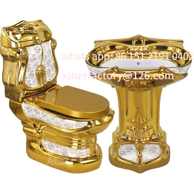 Customizable Gold Toilet Electroplating Ceramic Super Swirl Water Saving Deodorant Deluxe Toilet Color Toilet