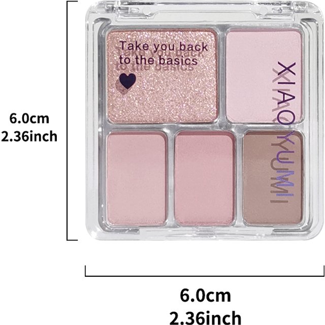 Korean 5 in 1 Eyeshadow Blush Palette Pearlescent Matte Smoky Black White Cement Grey Travel Friendly