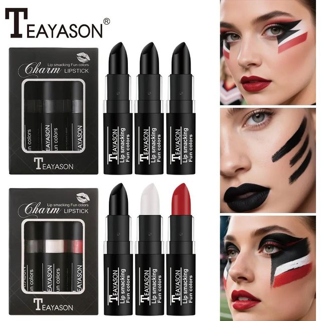 Velvet Finish Matte Lipstick Waterproof Long Lasting Non Transfer Dark Shades Black White Red Holiday Cosmetics