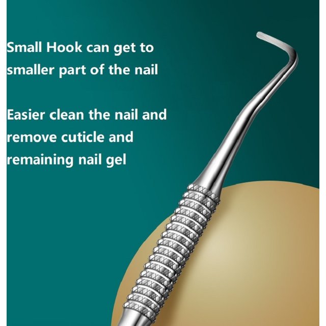 Quality Steel Hook Type Cuticle Pusher Nail Polish Remover Nail Gel Scraper Pedicure Pusher Manicure Podiatry Nail Art Tool