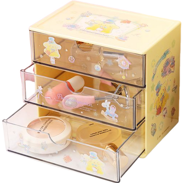 Sanrio Drawer Type Storage Box My Melody Cinnamoroll Girl Cute Three Layers Jewelry Box New Desktop Cosmetic Stationery Storage