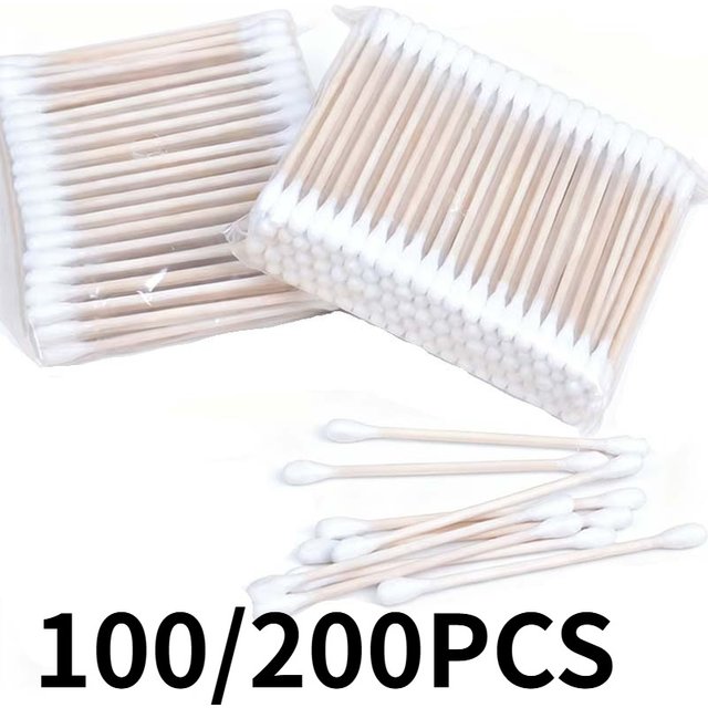 100/200PCS Disposable Double Headed Cotton Swab Cleaning and Makeup Tool for Facial and Ear Cleaning. Disposable Cotton Swab