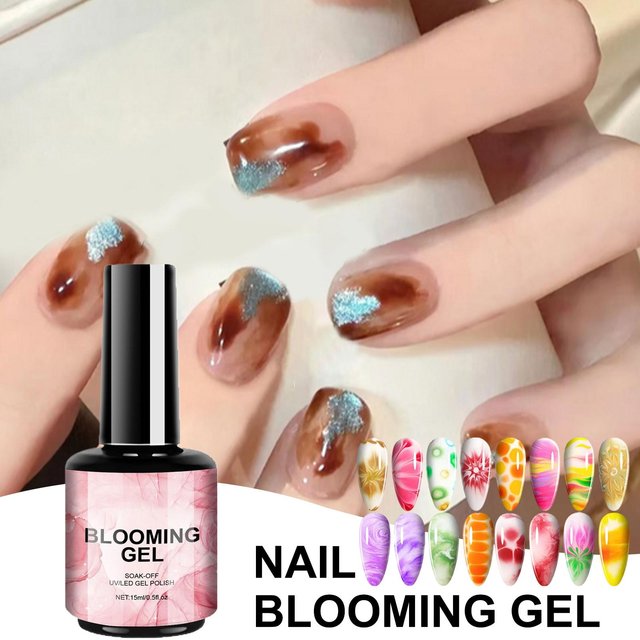 Nail Blooming Gel 15ml Blossom Spreading Effect Functional Gel White Gradient Gel Nail Polish Soak Off UV Nail Varnish Gel
