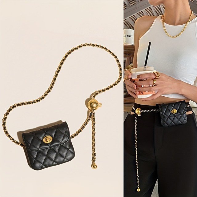 Petit sac à ceinture boule dorée pour femmes, petit sac à ceinture rhombique parfumé français, Mini sac à bandoulière léger avec chaîne, nouvelle collection