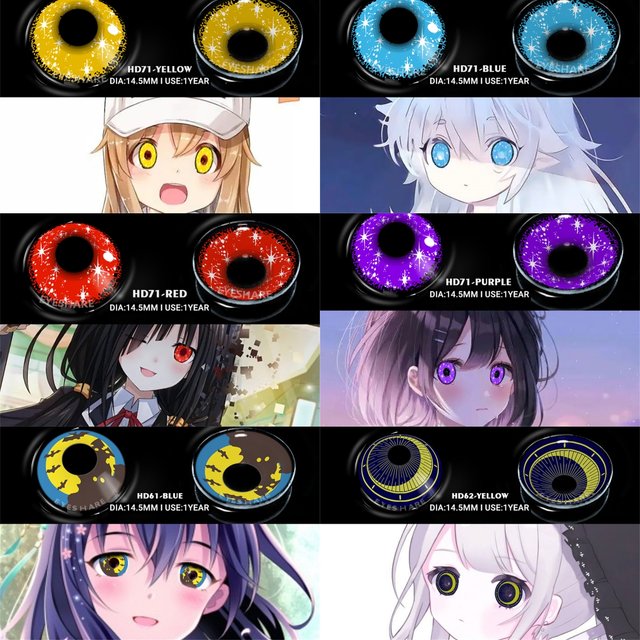EYESHARE 1Pair Cosplay Colored Contact Lenses Anime Red Beauty Makeup Lens Halloween Blue Pink Eyes Lenses Purple Eyes Contact