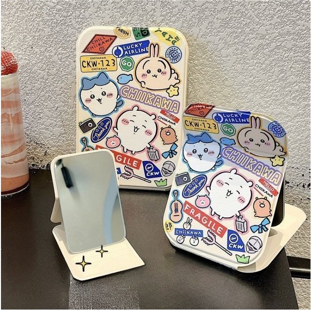 Ckw Foldable Makeup Mirror Cute Usagi Hachiware Printed Portable Pocket Mirror for Girls Travel Use