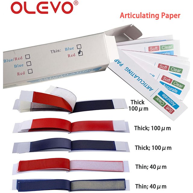 Dental Articulating Paper Teeth Whitening Strips Disposable Double Sided Hydrophobic PapersSoft Red/Blue Dentist Lab Materials