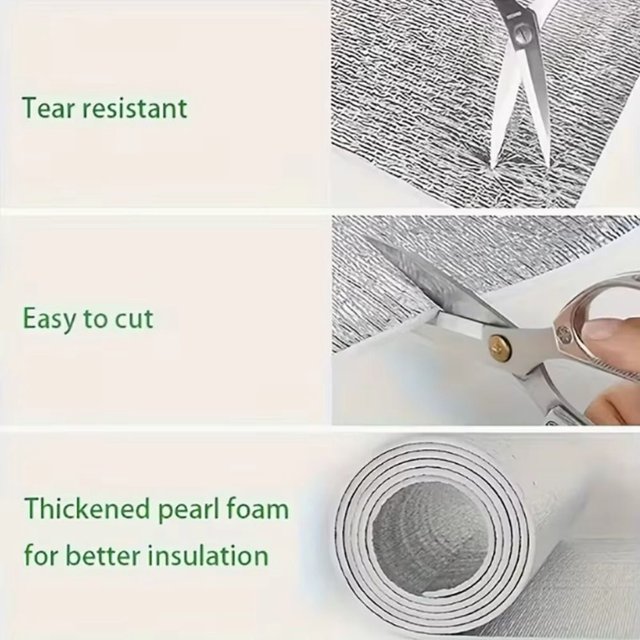 5m/10m Wall Insulation Film Aluminum Foil Sunscreen Insulation Cotton Waterproof Thickened Radiator Reflective Film
