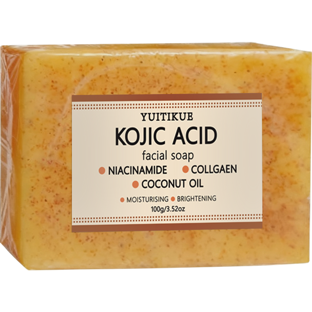 Yuitikue Kojic Acid Facial Soap, 100g with Niacinamide, Collagen & Coconut Oil, Moisturizing & Brightening Cleansing Bar