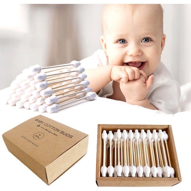 Baby Cotton Swabs Double Tips Ear and Nose Cleaning Stick For Kids Multifunctional Makeup Cleaning Bamboo Cotton Swab