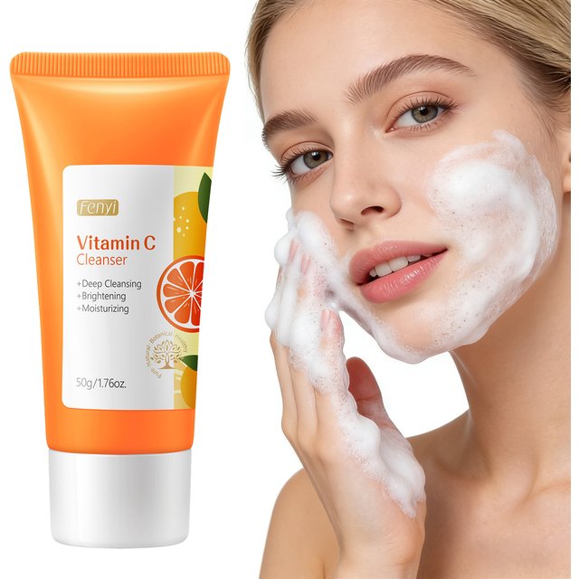 Vitamin C Facial Cleanser Deep Cleansing Moisturizing Blackhead Removal Gentle Foam Hydrating Non-Drying Face Wash Cleanser