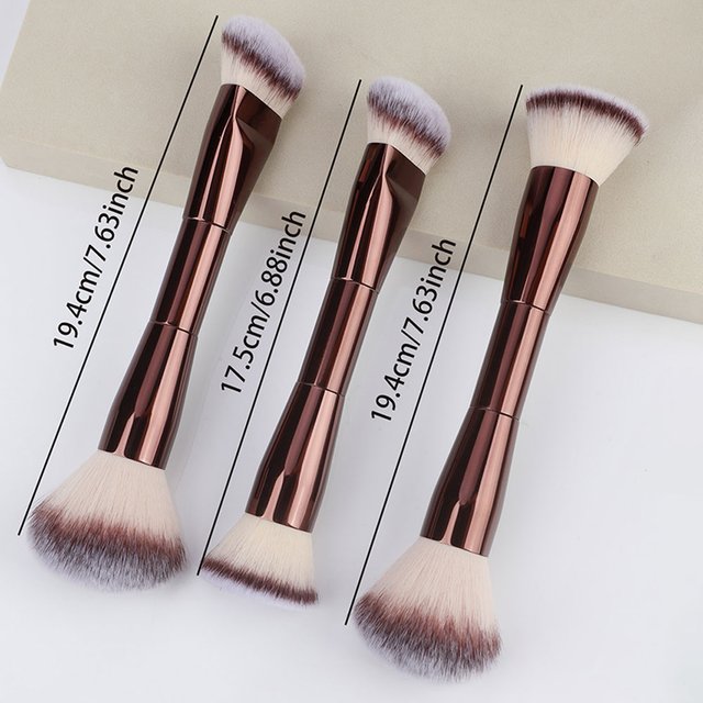 3 styles Double-headed Makeup Brush With Soft Bristles Foundation Brush Blush Brush BB Cream Makeup Brush Portable Makeup Tool