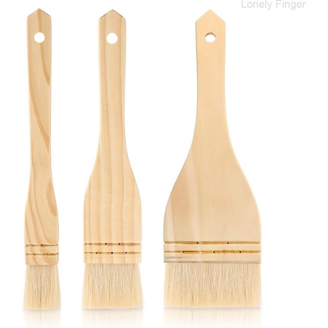 1/3pcs Flat Hake Paint Brushes, Soft Goat Hair Brush with Wooden Handle Set for Watercolor Pottery Painting Arts