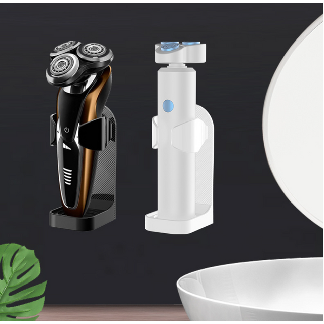 Bathroom Shaver & Toothbrush Holder, Wall Mounted Razor Rack with Adhesive, Space Saving Traceless Organizer for Shaving Accesso