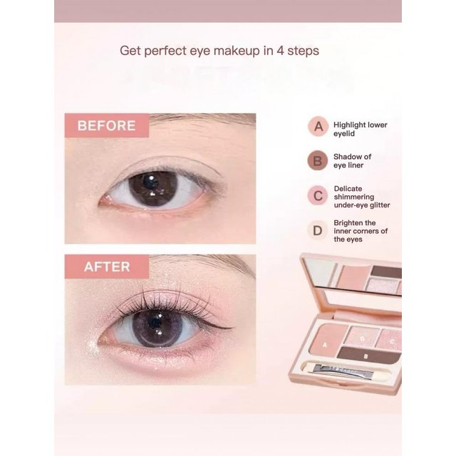 Judydoll Quad Eye Shadow Portable Matte Powder Pearlescent Shimmer Pink Natural Multi-use Plate Highlight Contouring Eyemakeup