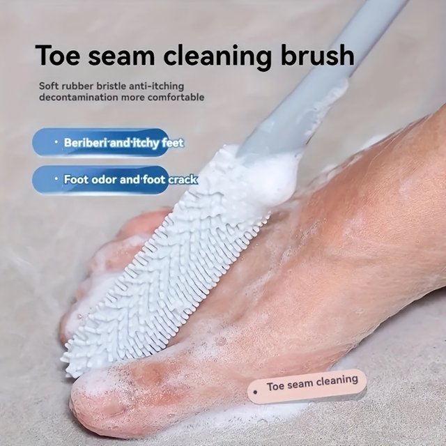 1pc Long Handle Toe Brush Manual Foot Care Scrubber Portable Shower Foot Brush for Toe Cleaning Elderly Foot Care Tool