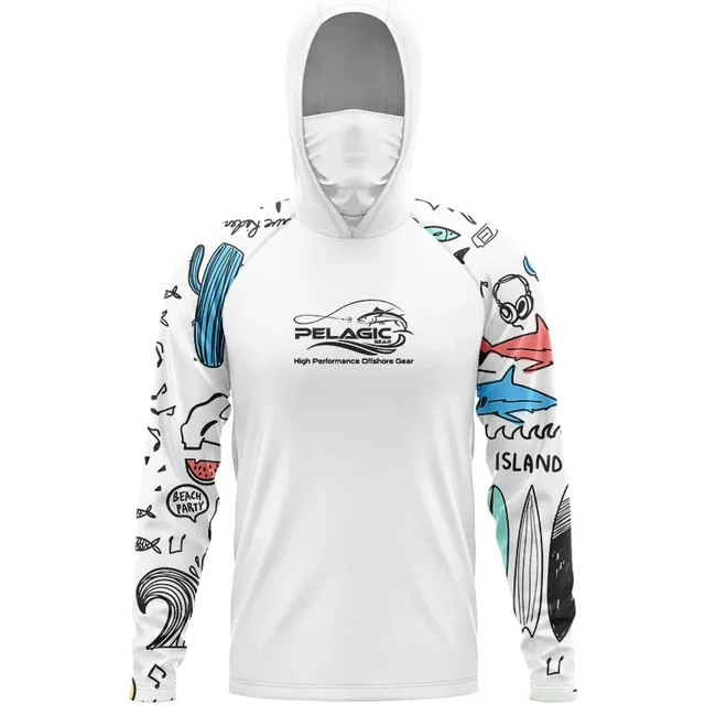 Chemises de pêche Pelagic Gear, manches longues, couverture faciale à capuche, séchage rapide,