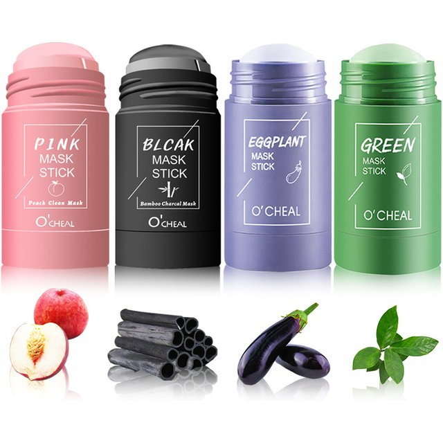 Ocheal Mask Green Tea Bamboo Charcoal Solid Facial Cleansing Stick Deep Cleansing Pores, Removes Blackheads, Controls Oil, Moisturizes and Hydrates, Smear-On Mud Mask for men and Women.