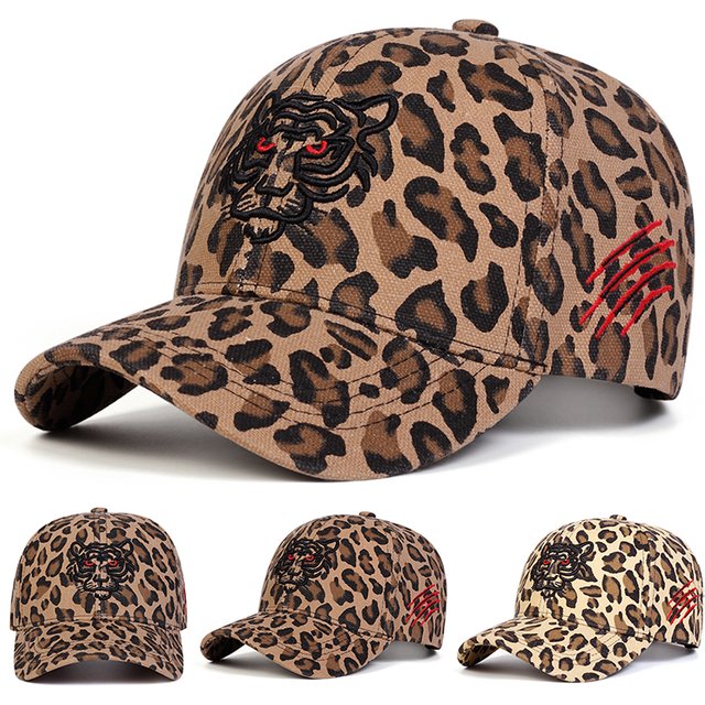 Unisex Leopard Tiger Head Embroidery Baseball Caps Spring Autumn Outdoor Adjustable Casual Hats Sunscreen Hat Sports Cap