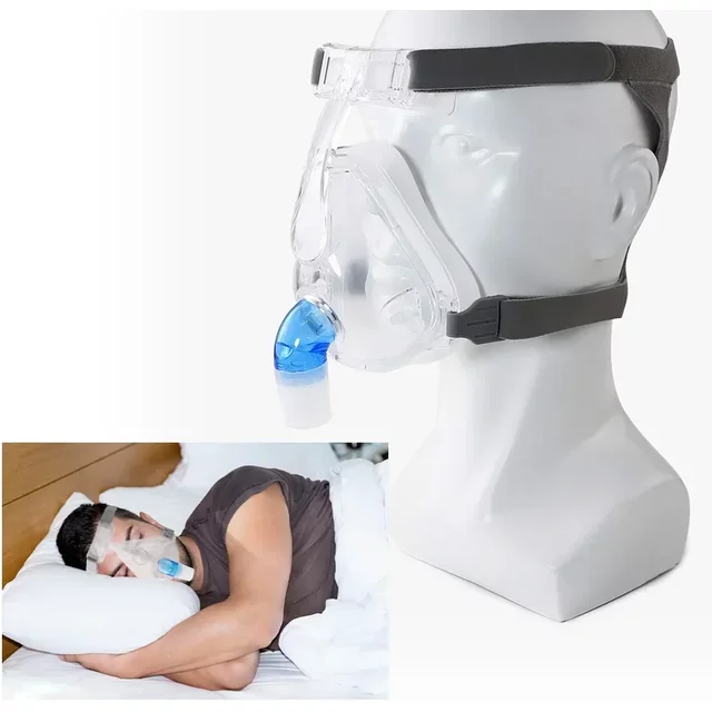 CPAP Full Face Mask Medical Silicon Full Facial Mask Auto BiPAP CPAP Mouth Nasal Mask with Headgear for Sleep Apnea Anti Snoring