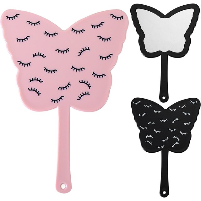 Handheld Mirror Butterfly Makeup Mirror Portable Eyelash Extension Tool for women and Girls Face Mirrors Beauty Accessories