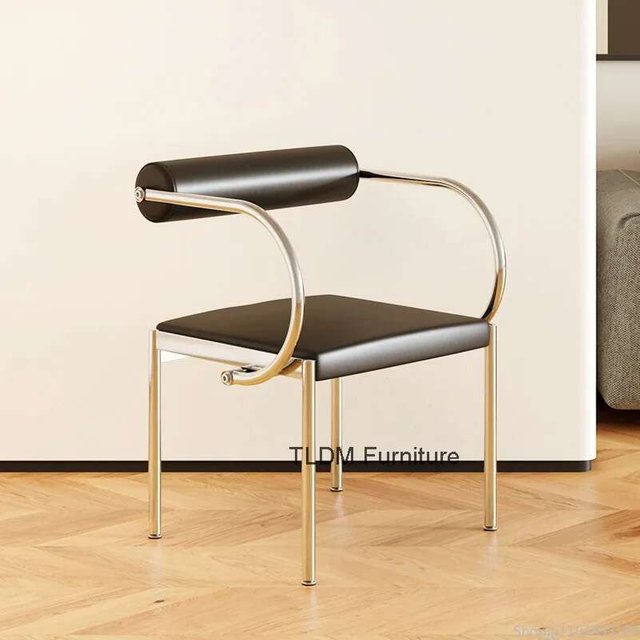 Designer Dining Chair Vintage Style Stainless Steel Study Bedroom Makeup Chair Dresser Furniture