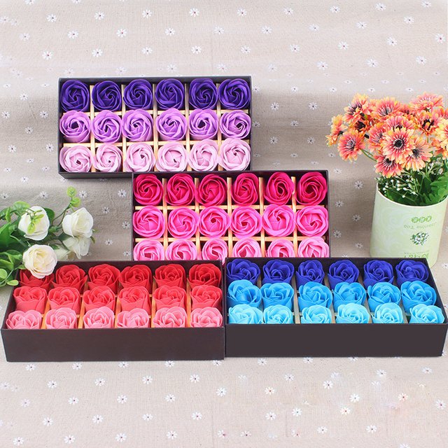Nouveau dans 18 pièces parfumé Rose fleur pétale bain corps savon fête de mariage fleurs