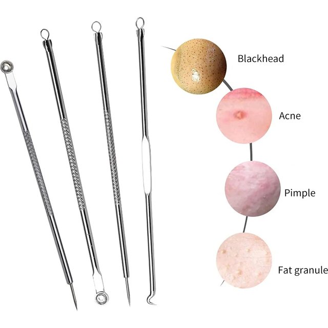 4Pcs Blackhead Remover Acne Needle Facial Cleansing Acne Extractor Remove Blackhead Pores Cleaning Tools