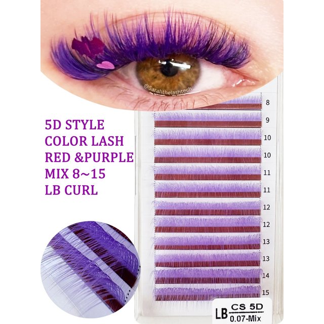 Domi 5D Style Color Eyelash Extensions Easy Fan Lashes Red Purple Makeup False Eyelash Mixed 8-15mm Fluffy Russian Volume Fans
